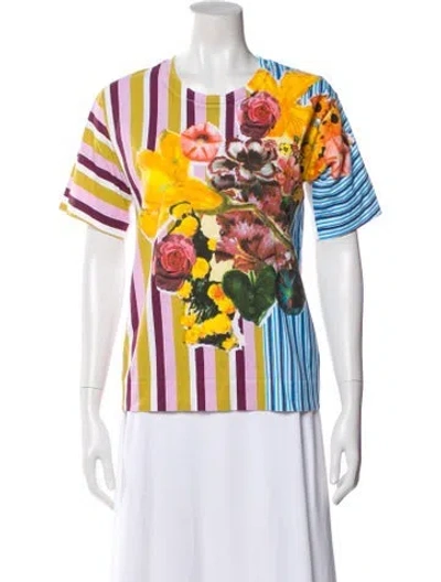 Pre-owned Marni Floral Print Crew Neck T-shirt In Neutral