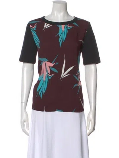 Pre-owned Marni Floral Print Crew Neck T-shirt In Purple