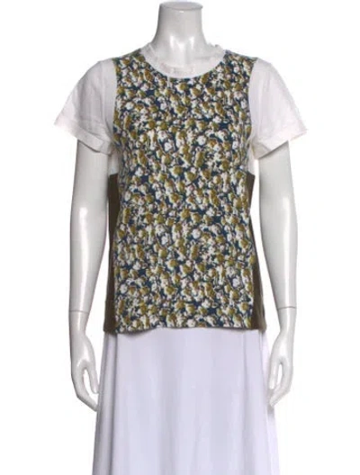 Pre-owned Marni Floral Print Crew Neck T-shirt In Purple