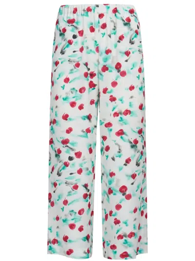 Marni Floral-print Crepe Straight-leg Pants In White