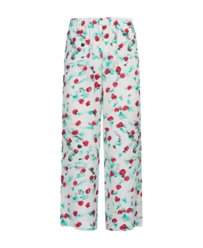 MARNI MARNI FLORAL PRINTED CROPPED SATIN TROUSERS