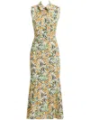 Marni Floral-print Cut-out Midi Shirt Dress In Orange