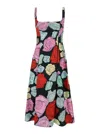 Marni Multicolor Dress With Flared Skirt And All-over Floral Motif