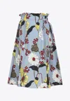 Marni Floral Print Flared Midi Skirt In Multi