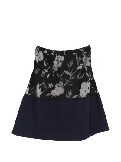 Pre-owned Marni Floral-print Flared Mini Skirt In Black