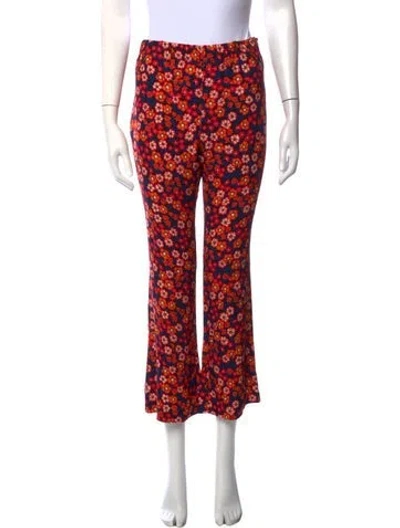 Pre-owned Marni Floral Print Flared Pants In Red