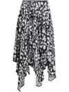 MARNI FLORAL-PRINT HANDKERCHIEF-HEM MIDI SKIRT