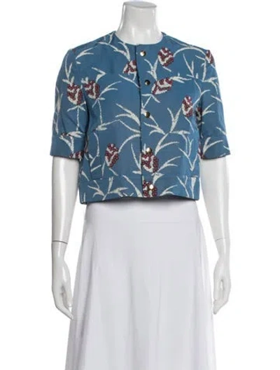 Pre-owned Marni Floral Print Jacket In Blue