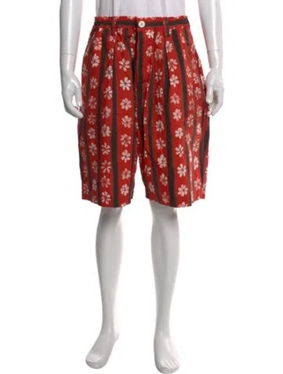 Pre-owned Marni Floral Print Jogger Shorts In Orange