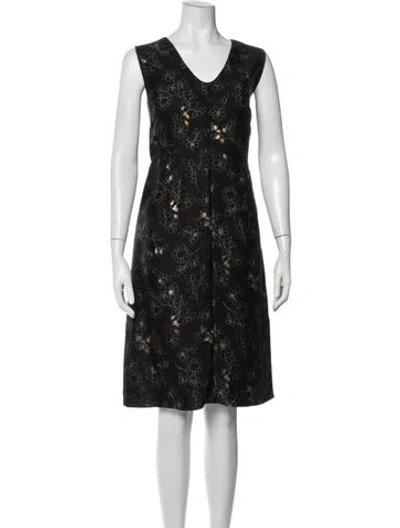 Pre-owned Marni Floral Print Knee-length Dress In Black