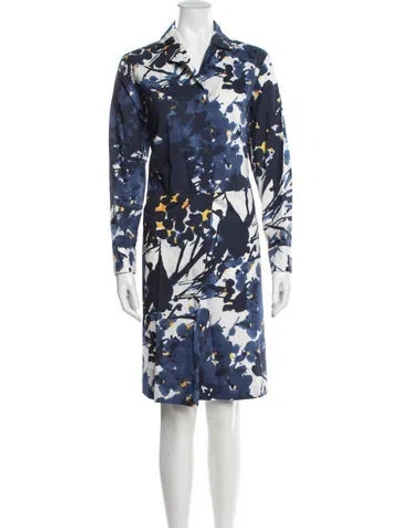 Pre-owned Marni Floral Print Knee-length Dress In Blue