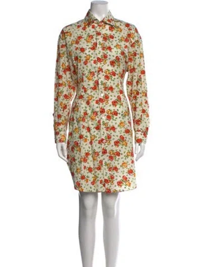 Pre-owned Marni Floral Print Knee-length Dress In Orange