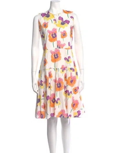 Pre-owned Marni Floral Print Knee-length Dress In White