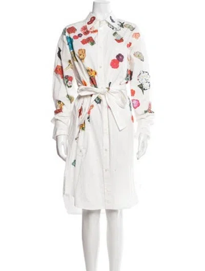 Pre-owned Marni Floral Print Knee-length Dress In White