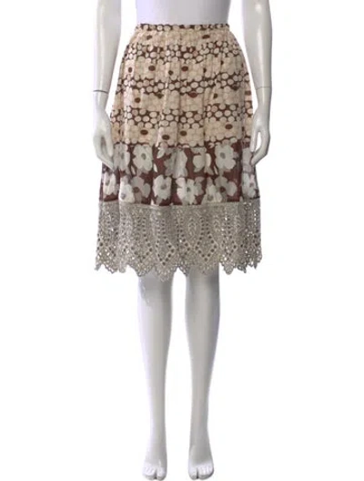 Pre-owned Marni Floral Print Knee-length Skirt In Brown