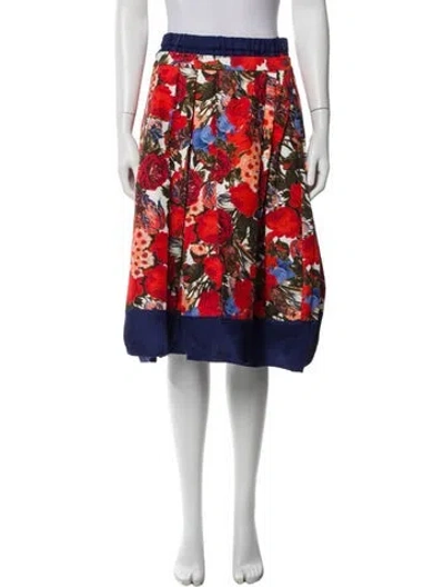Pre-owned Marni Floral Print Knee-length Skirt W/ Tags In Red