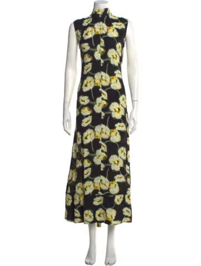 Pre-owned Marni Floral Print Long Dress In Black
