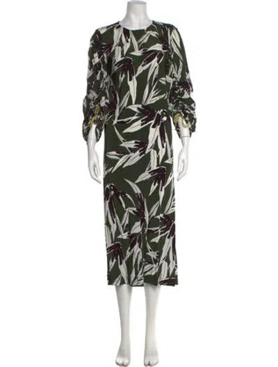 Pre-owned Marni Floral Print Long Dress In Green