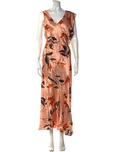 Pre-owned Marni Floral Print Long Dress In Orange
