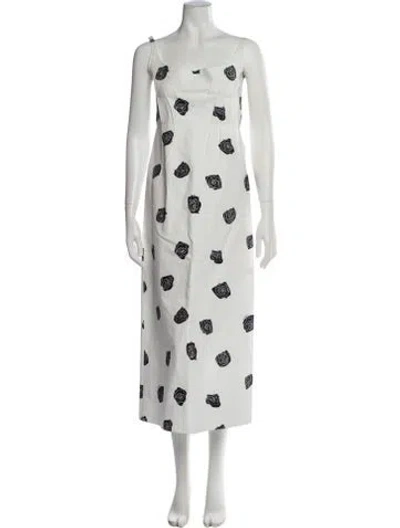 Pre-owned Marni Floral Print Long Dress In White