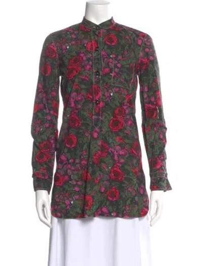 Pre-owned Marni Floral Print Long Sleeve Blouse In Green