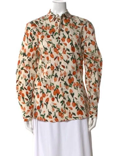 Pre-owned Marni Floral Print Long Sleeve Button-up Top In Neutral