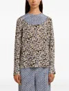 Marni Floral-print Long-sleeve Shirt In Blue