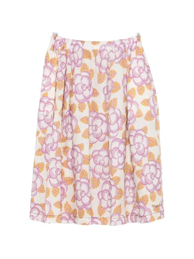 Marni Ramie Elasticated Skirt With Banjo Print In Pink