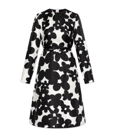 MARNI MARNI ALLOVER FLOARL PRINTED BELTED MIDI DRESS