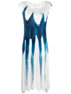 Marni Printed Satin Midi Dress In Blue