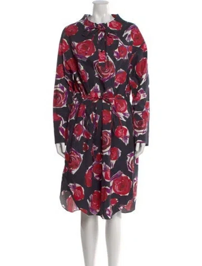 Pre-owned Marni Floral Print Midi Length Dress In Black