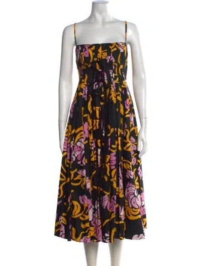 Pre-owned Marni Floral Print Midi Length Dress In Black