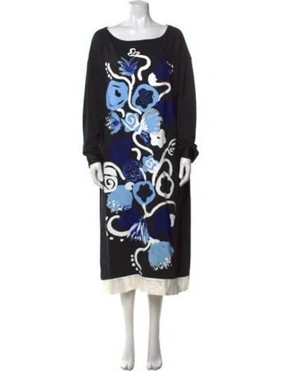 Pre-owned Marni Floral Print Midi Length Dress In Black
