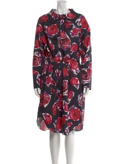Pre-owned Marni Floral Print Midi Length Dress In Black