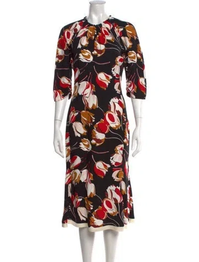 Pre-owned Marni Floral Print Midi Length Dress In Black