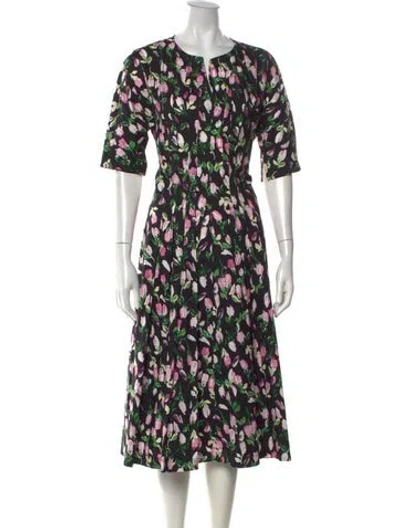 Pre-owned Marni Floral Print Midi Length Dress In Black
