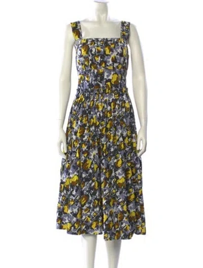 Pre-owned Marni Floral Print Midi Length Dress In Blue