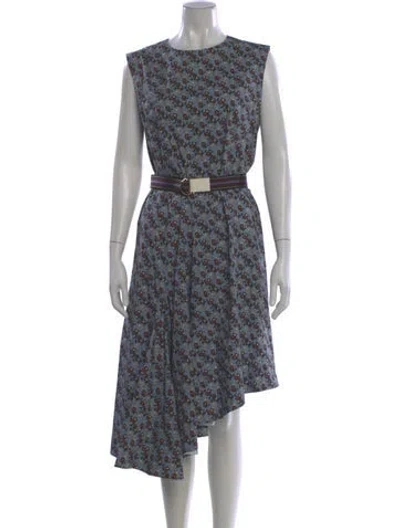 Pre-owned Marni Floral Print Midi Length Dress In Blue