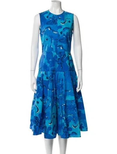 Pre-owned Marni Floral Print Midi Length Dress In Blue