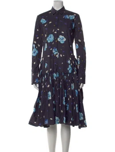 Pre-owned Marni Floral Print Midi Length Dress In Blue