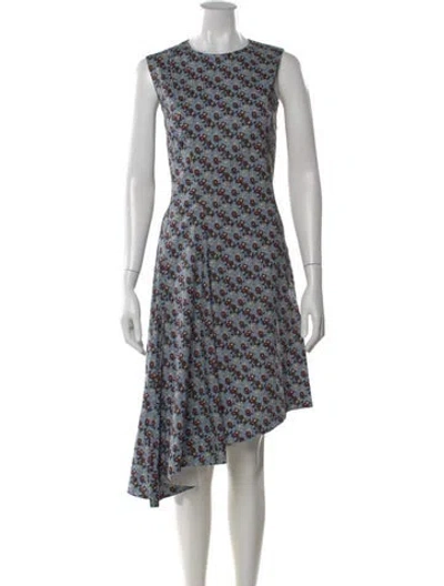 Pre-owned Marni Floral Print Midi Length Dress In Blue