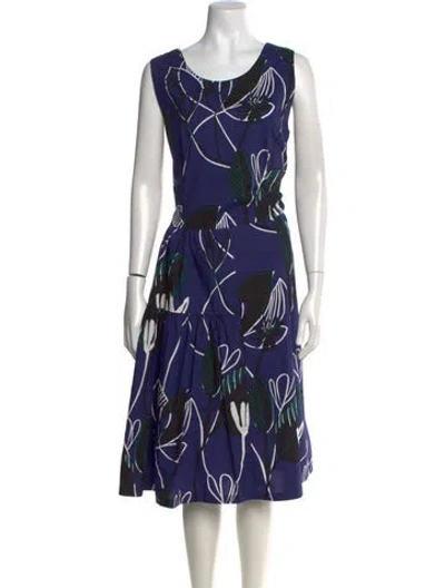 Pre-owned Marni Floral Print Midi Length Dress In Blue