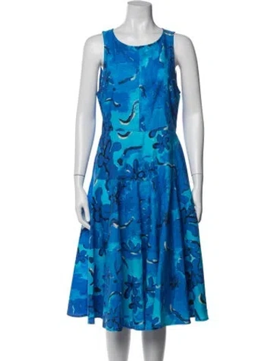 Pre-owned Marni Floral Print Midi Length Dress In Blue