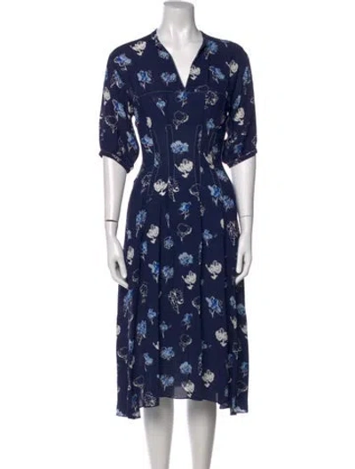 Pre-owned Marni Floral Print Midi Length Dress In Blue