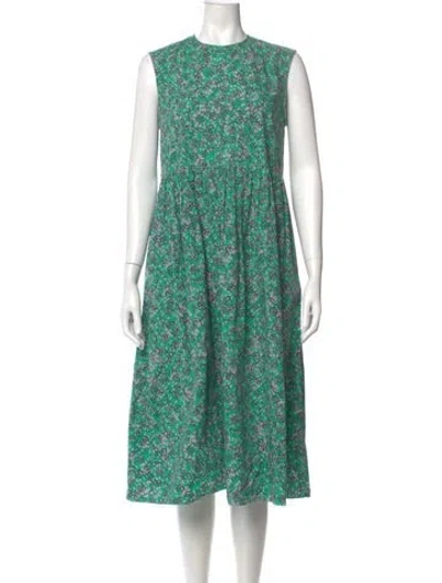 Pre-owned Marni Floral Print Midi Length Dress In Green