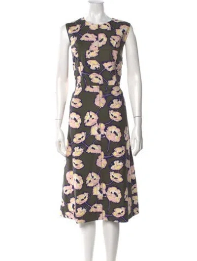 Pre-owned Marni Floral Print Midi Length Dress In Green