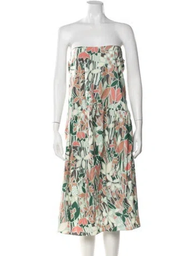 Pre-owned Marni Floral Print Midi Length Dress In Green