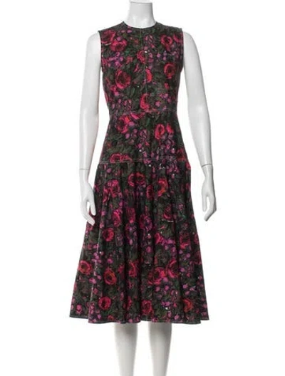 Pre-owned Marni Floral Print Midi Length Dress In Green