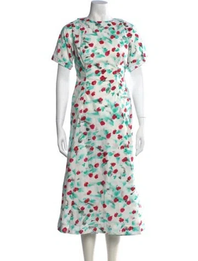 Pre-owned Marni Floral Print Midi Length Dress In Green