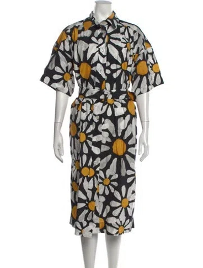 Pre-owned Marni Floral Print Midi Length Dress In Grey